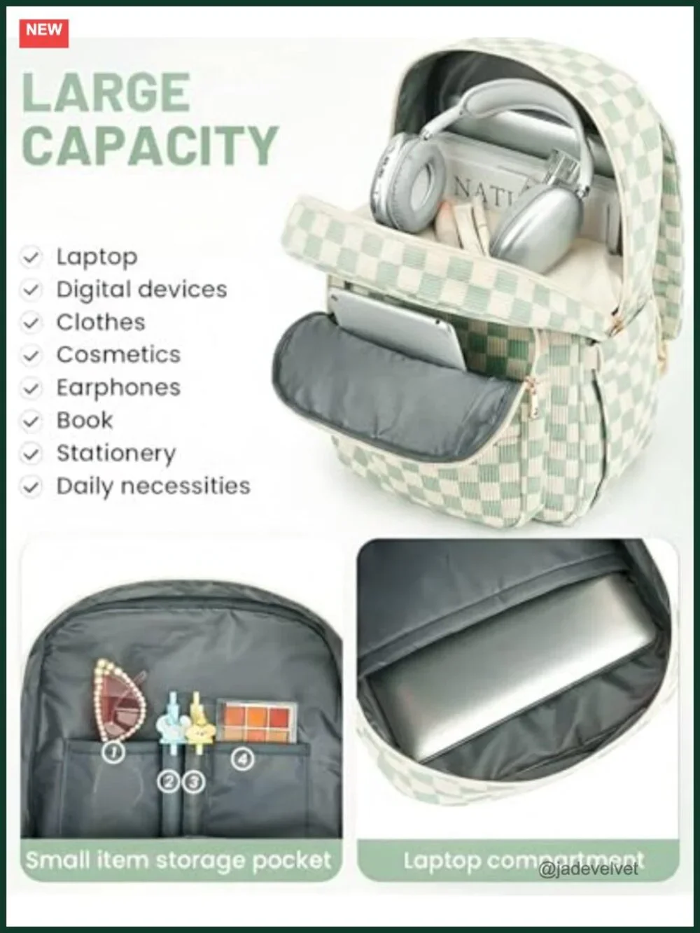 Corduroy Laptop Backpack for Women, 15.6 Inch College Travel Daypack Work Bag